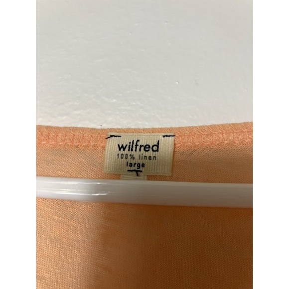 Wilfred 100% Linen Blouse Sz Large Peach Orange 3/4 Sleeve Lagenlook Coastal - Picture 2 of 5